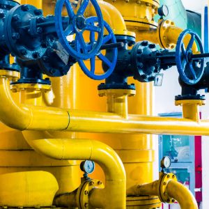 steel pipelines and cables in a plant